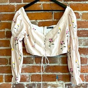 Crop top embroidered blouse